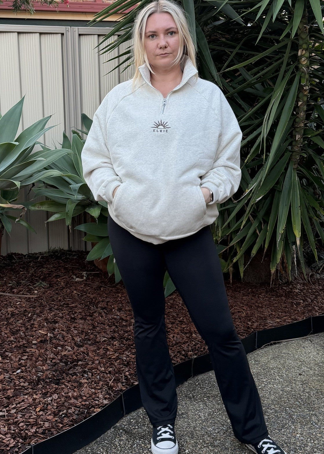 Strength 1/4 Zip Crew Jumper - Chocolate