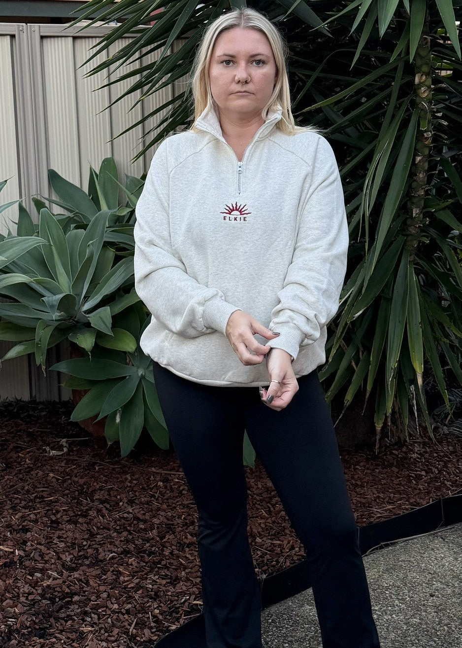 Strength 1/4 Zip Crew Jumper - Merlot