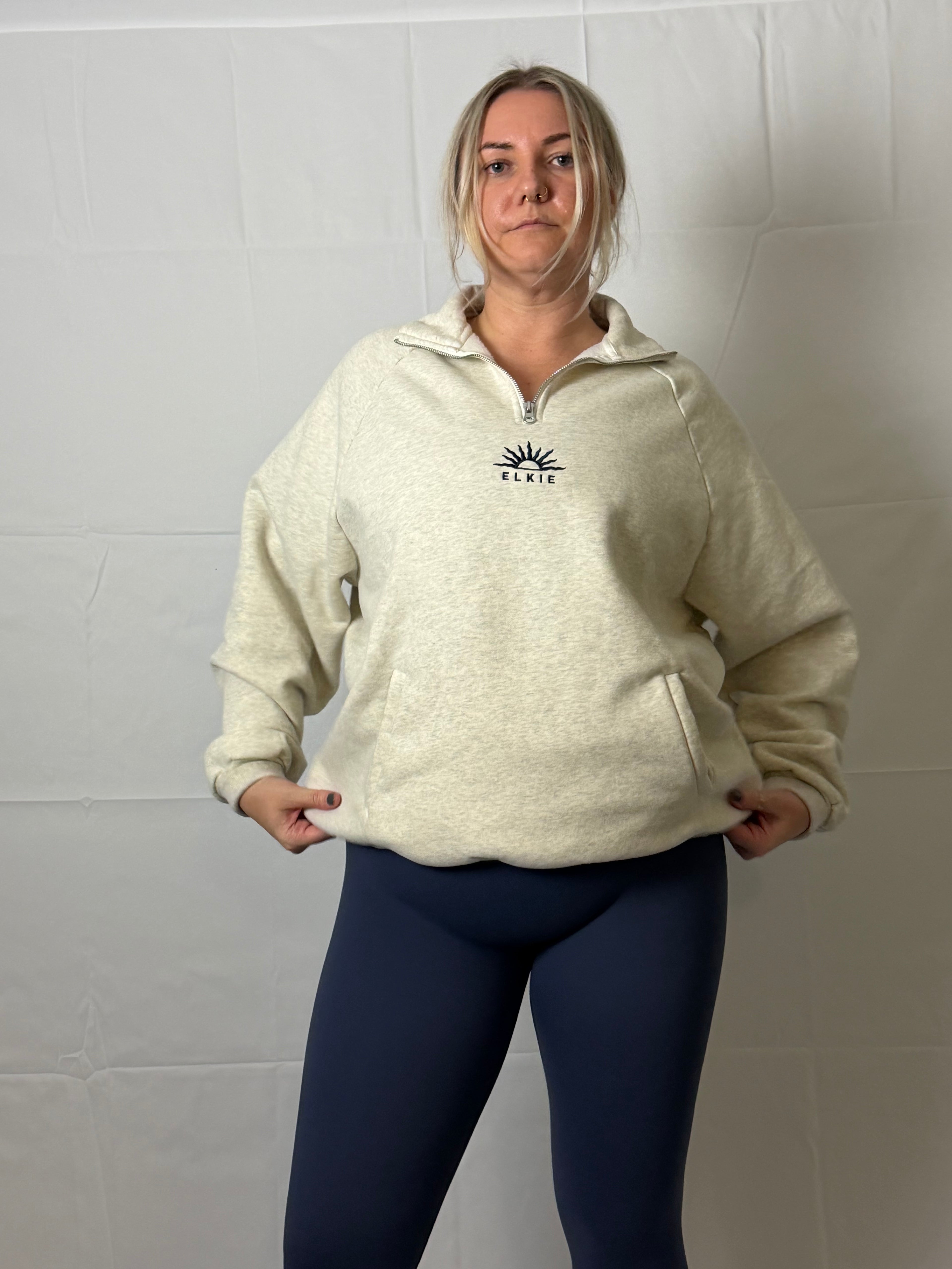 Strength 1/4 Zip Crew Jumper - Steel Blue